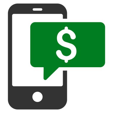 Para telefon Sms düz glif simgesi