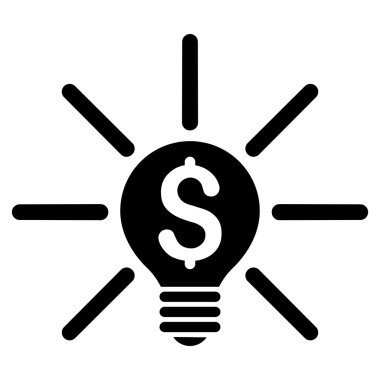 İş fikri ampul düz glif simgesi