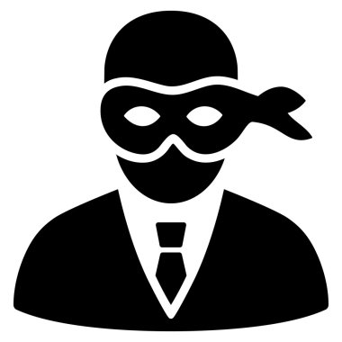 Maskeli hırsız düz glif simgesi