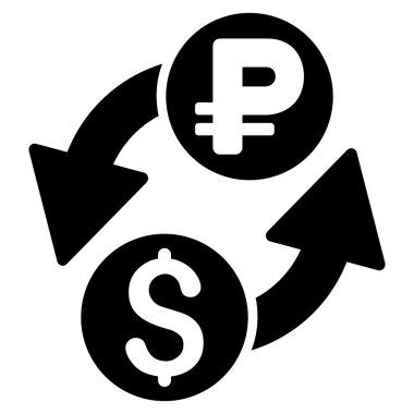 Doları Rublesi döviz düz glif simgesi