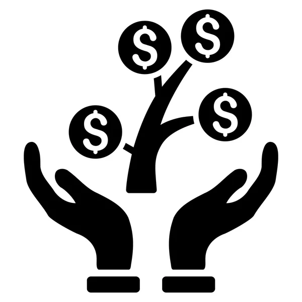 Money Tree การดูแลมือ Flat Glyph Icon — ภาพถ่ายสต็อก