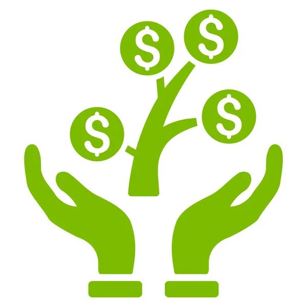 Para ağacı Bakımı el düz glif simgesi — Stok fotoğraf