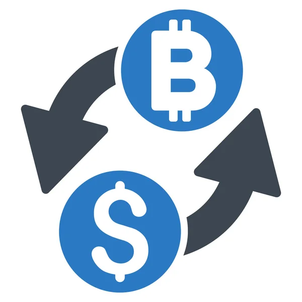 Ikona płaskie glifów wymiany Bitcoin Dolar — Zdjęcie stockowe
