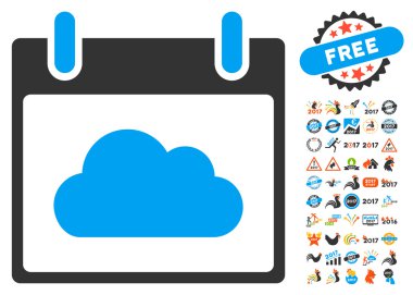 Bonus ile bulut takvim gün düz vektör simgesi