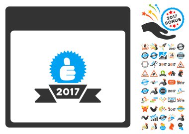 2017 kurdele takvim sayfa düz vektör simgesi ile Bonus ödül