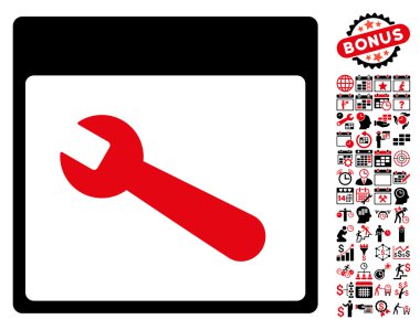 İngiliz anahtarı aracı takvim sayfa düz vektör simgesi Bonus ile