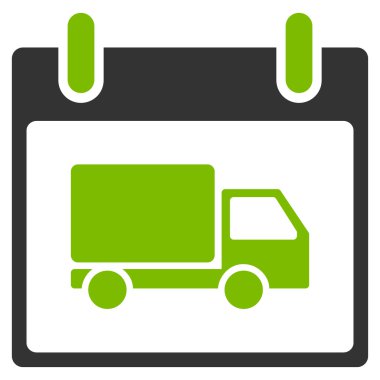 Teslimat araba takvim gün düz simgesini