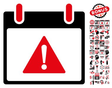 Uyarı takvim gün düz vektör simgesi Bonus ile