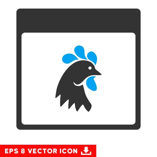 Rooster Head Calendar Página Vector Eps icono — Vector de stock