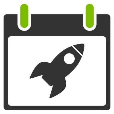 Roket takvim gün düz simgesini