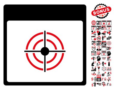 Bullseye takvim sayfa düz vektör simge Bonus ile
