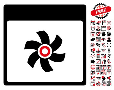 Bonus ile fan takvim sayfa düz vektör simgesi