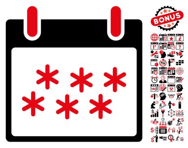 Bonus ile kar takvim gün düz vektör simgesi