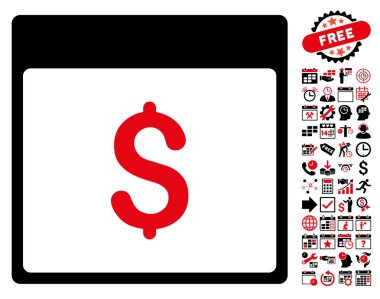 Bonus ile Doları Döviz Alım takvimi sayfa düz vektör simgesi