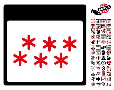 Kar taneleri ile Bonus sayfa düz vektör simge takvim