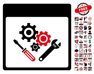 Vites araçlar ile Bonus sayfa düz vektör simge takvim