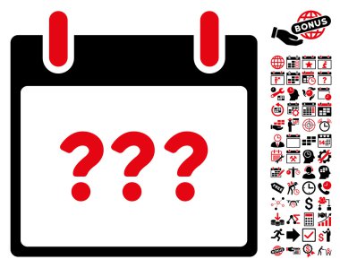 Bonus ile bilinmeyen gün takvim sayfa düz vektör simgesi