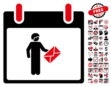 Postacı takvim gün düz vektör simge Bonus ile