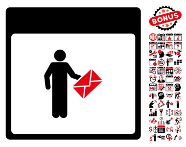 Postacı takvim sayfa düz vektör simge Bonus ile