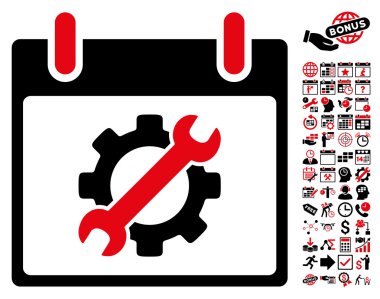 Yapılandırma araçları takvim gün düz vektör simge Bonus ile