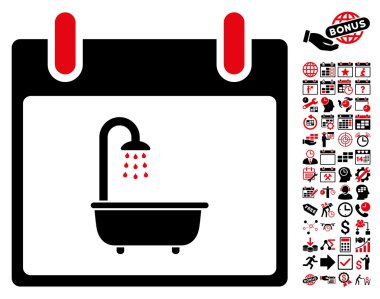 Bonus ile banyo takvim gün düz vektör simgesi