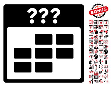 Bonus ile bilinmeyen ay takvimi kılavuz düz vektör simgesi