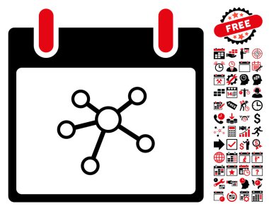 Bonus ile bağlantıları takvim gün düz vektör simgesi