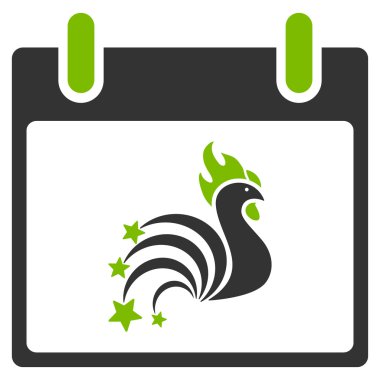 Horoz havai fişek takvim gün düz simgesini