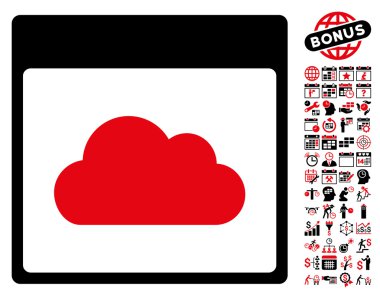 Bonus ile bulut takvim sayfa düz vektör simgesi