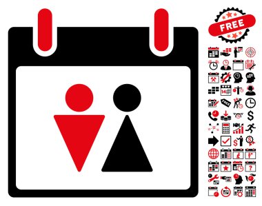 Tuvalet takvim gün düz vektör simgesi Bonus ile