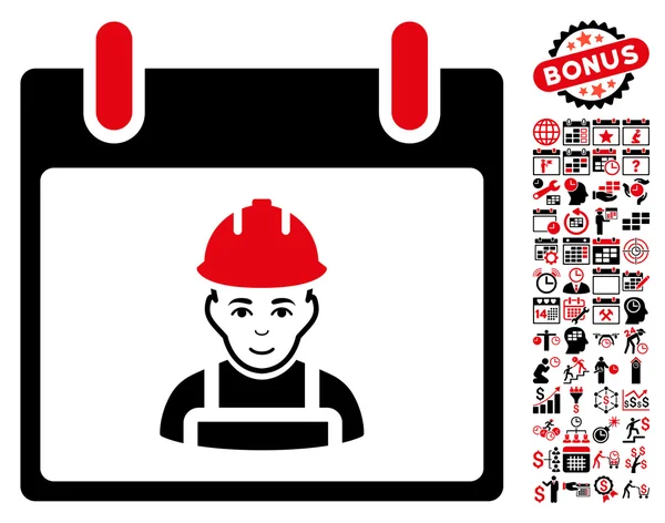 День работника Календарь Плоская векторная икона с бонусом — стоковый вектор