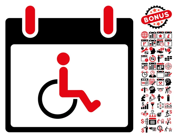 Disabled Person Calendar Day Flat Vector Icon With Bonus — Stock Vector