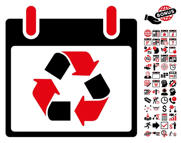 Recycling Kalendertag flache Vektor-Symbol mit Bonus — Stockvektor