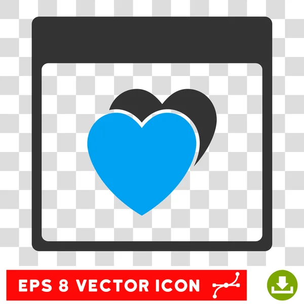 Srdce v kalendáři stránky Eps vektorové ikony — Stockový vektor