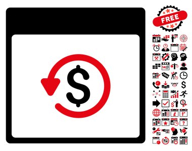 Bonus ile ters ibraz takvim sayfa düz vektör simgesi