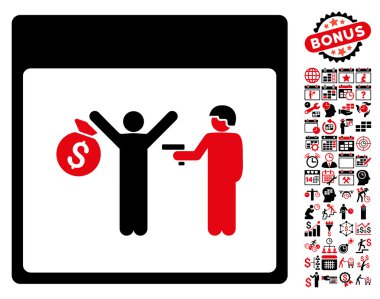 Bonus ile tutuklama takvim sayfa düz vektör simgesi