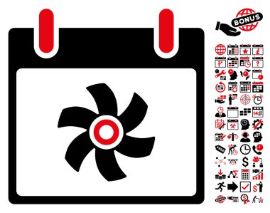 Bonus ile fan takvim gün düz vektör simgesi