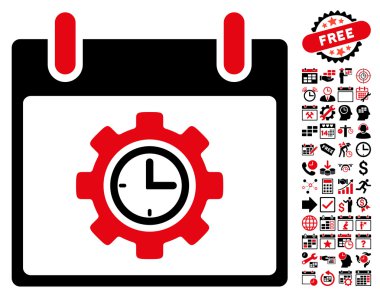 Bonus ile zaman dişli takvim gün düz vektör simgesi