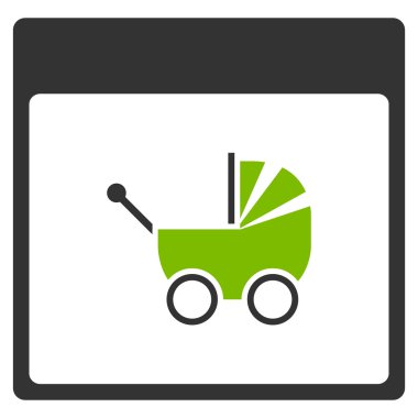 Bebek arabası takvim sayfa düz simgesini