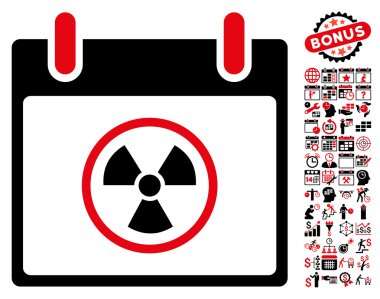 Bonus ile radyoaktif takvim gün düz vektör simgesi