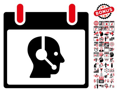 Bonus ile operatör takvim gün düz vektör simgesi