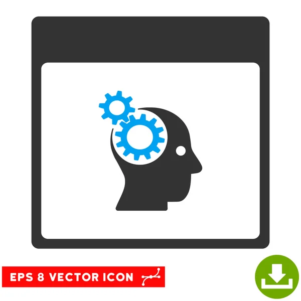 Gehirn Räder Kalender Seite Vektor eps Symbol — Stockvektor