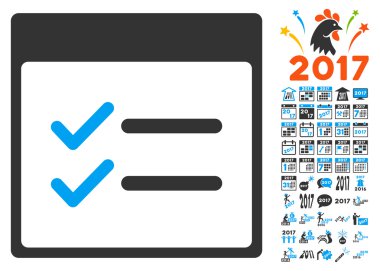 Bonus ile bitmiş öğeler takvim sayfa düz vektör simgesi