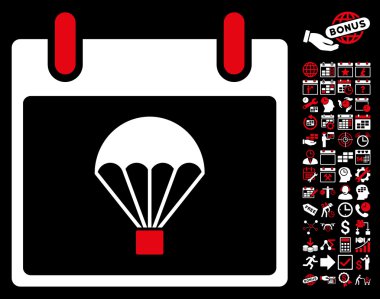 Paraşüt takvim gün düz vektör simge Bonus ile