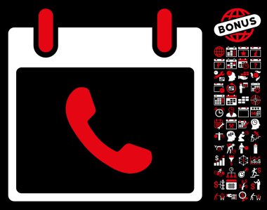 Bonus ile telefon takvim gün düz vektör simgesi