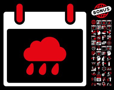 Yağmur bulutu takvim gün düz vektör simge Bonus ile