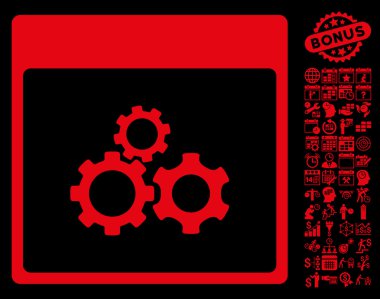 Mekanik vites ile Bonus sayfa düz vektör simge takvim