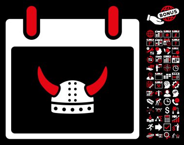 Boynuzlu miğfer takvim gün düz vektör simge Bonus ile