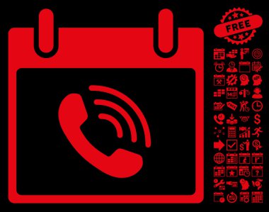 Bonus ile telefon görüşmesi takvim gün düz vektör simgesi