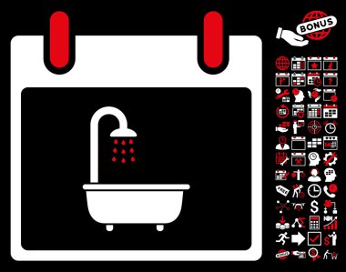 Bonus ile banyo takvim gün düz vektör simgesi
